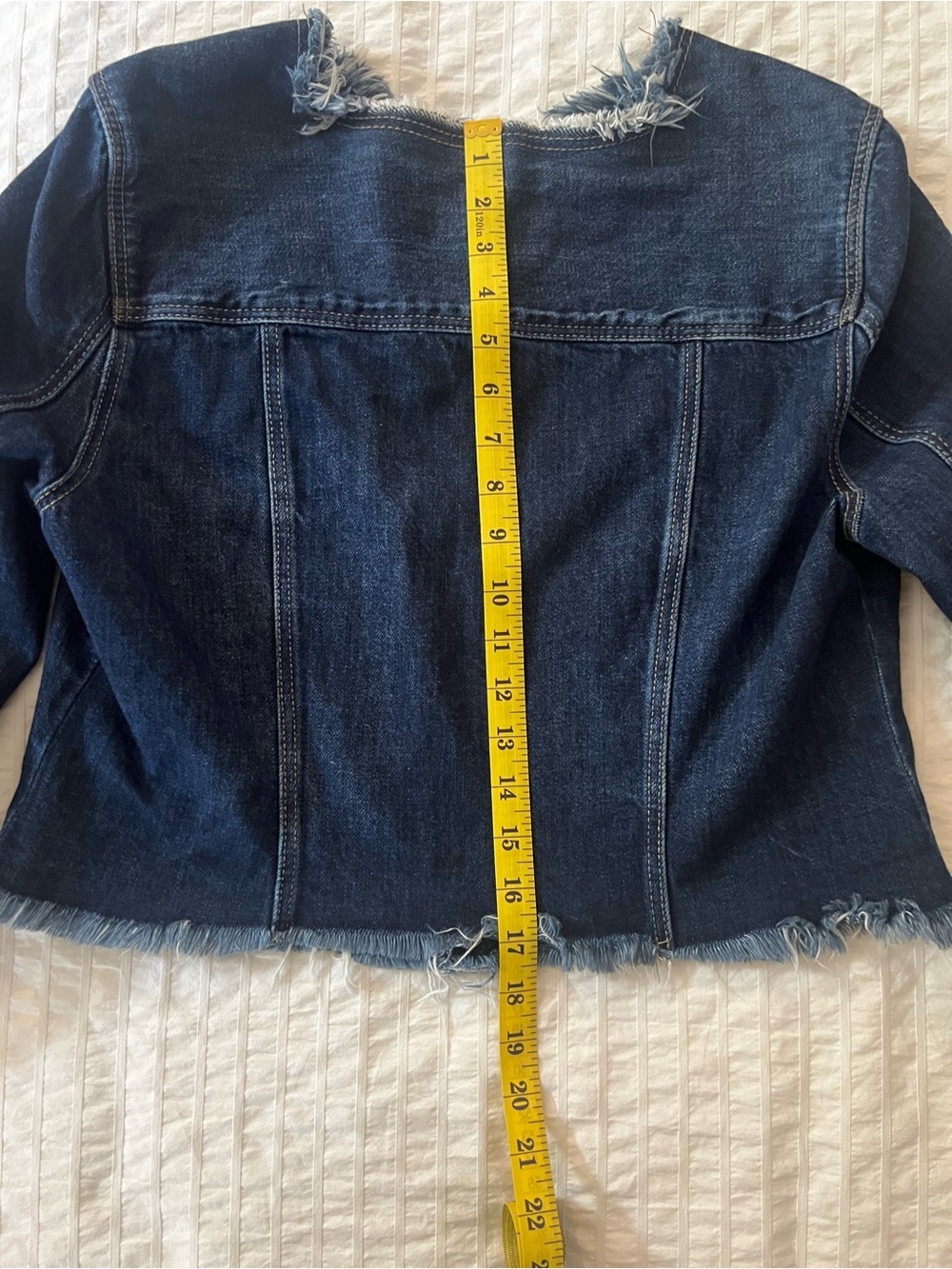 Liverpool Dark Blue Frayed Hem Denim Jacket - Picture 7 of 8